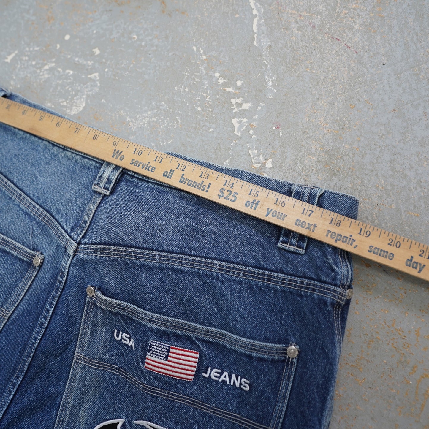 (36x31) Vintage SouthPole Y2K Embroidered Baggy Blue Jeans Mens Sz. 36x31 2000s Hip Hop