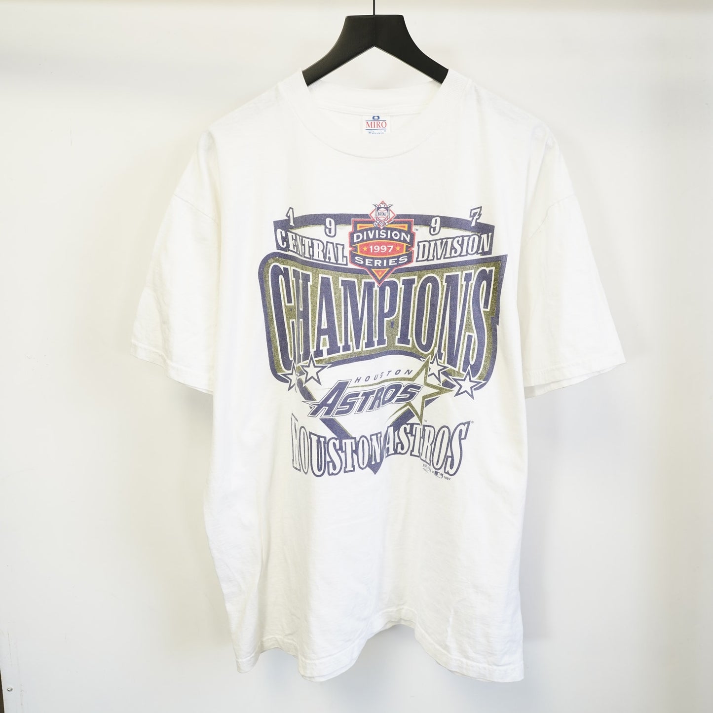 (XL) Vintage Houston Astros 90s Division Champs T-Shirt Men's XL White Miro Retro