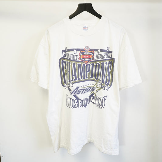 (XL) Vintage Houston Astros 90s Division Champs T-Shirt Men's XL White Miro Retro