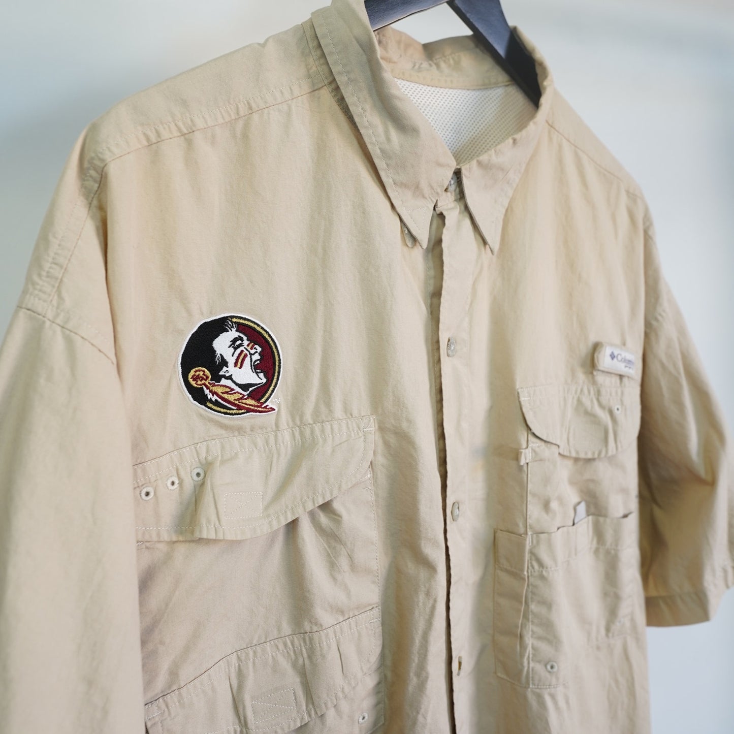(XXL) Vintage Florida State Seminoles Columbia PFG Fishing Shirt Men's XXL Tan FSU
