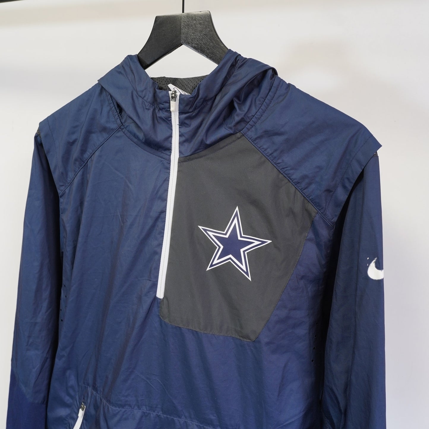(S) Dallas Cowboys Nike Alpha Fly Rush Pullover Windbreaker Jacket Men's S 1/4 Zip