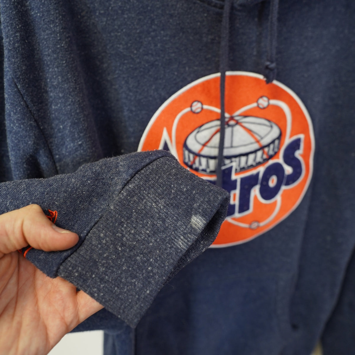 (L) Vintage Houston Astros Embroidered Mitchell & Ness Hoodie Sewn Men' L Navy Retro