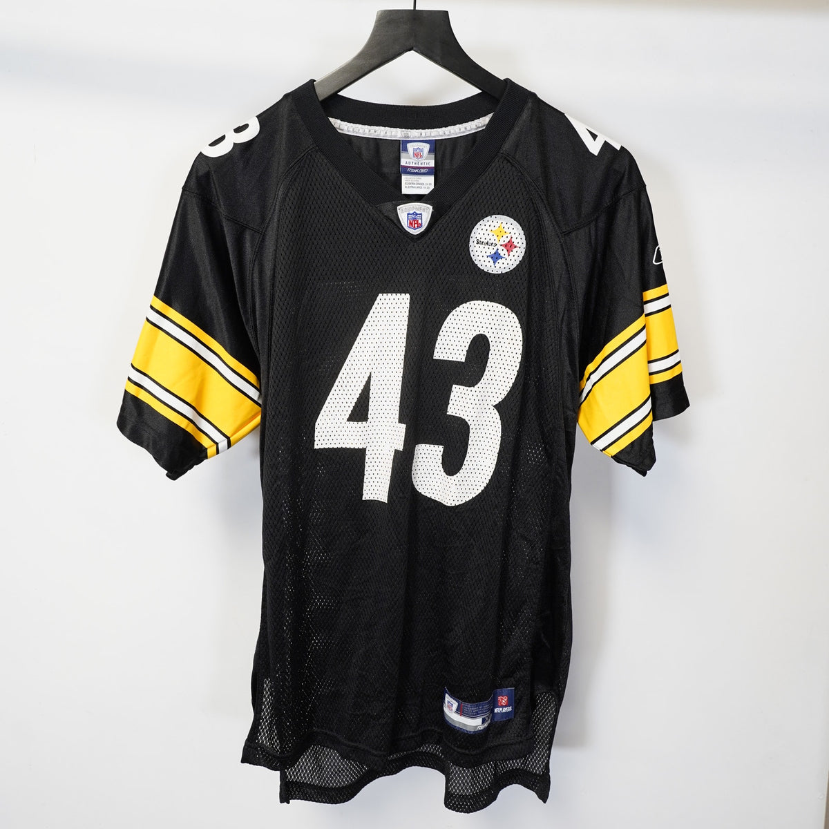 (Boys XL) Pittsburg Steelers Troy Polamalu Football Jersey Boys Size XL Black Youth Kids