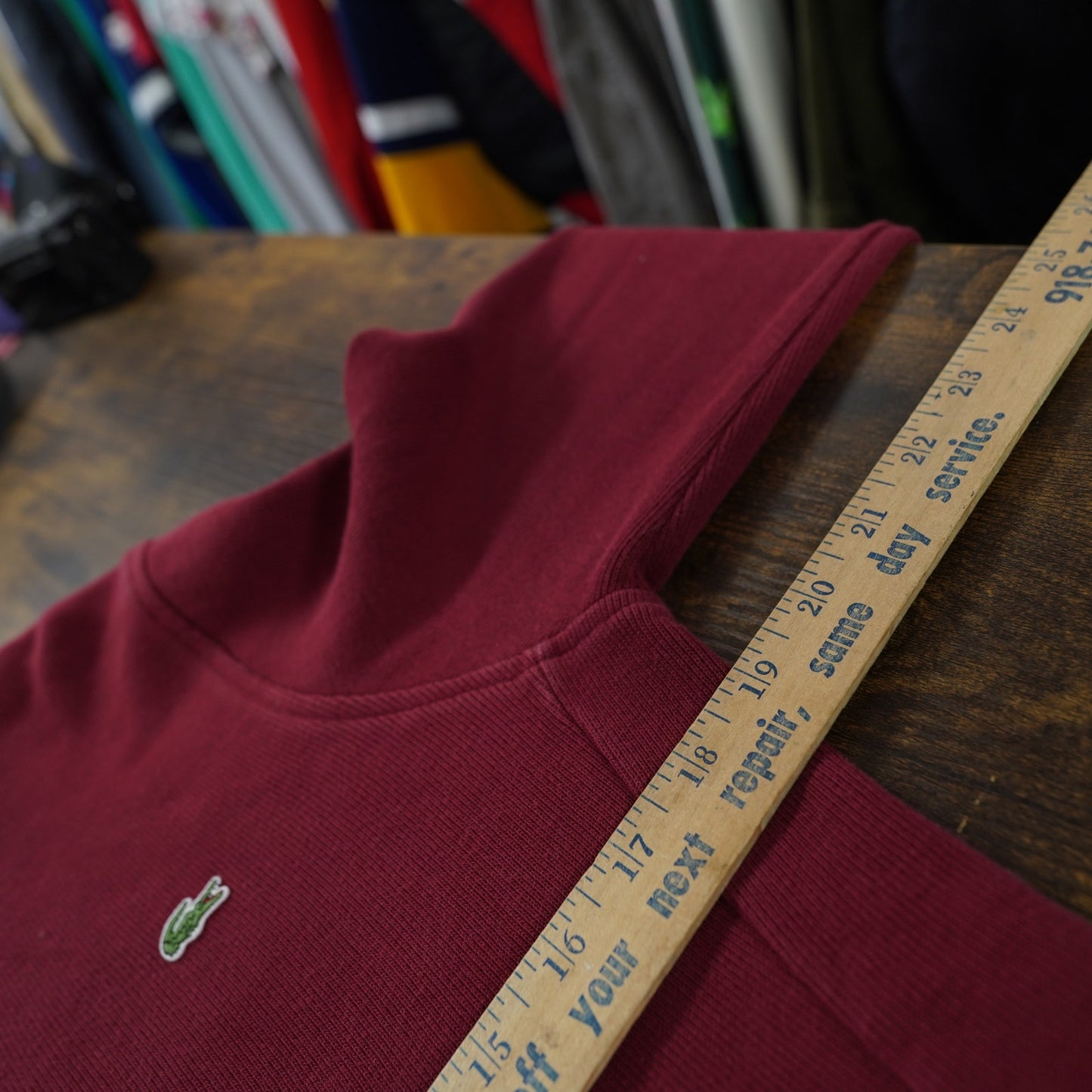 (S) Lacoste 1/4 Zip Pullover Sweater Men's Size S Red Alligator Preppy Casual