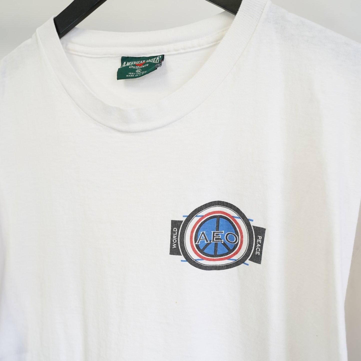 (XL) Vintage American Eagle Peace Surf Tie Dye T-Shirt Men's XL White 90s USA Made