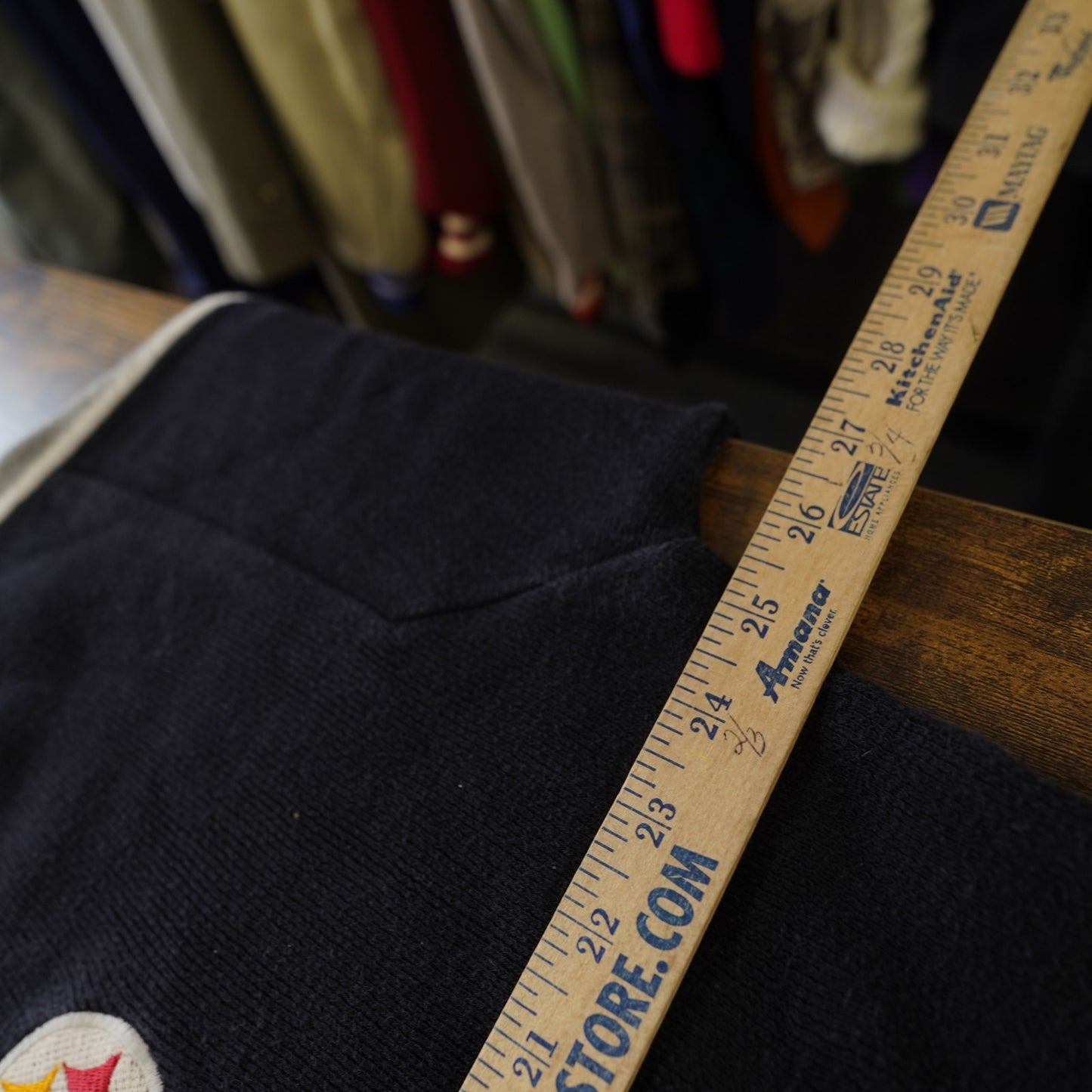 (L) Vintage Pittsburg Steelers 90s V-Neck Sweatshirt Men's L Black Gray Embroidered