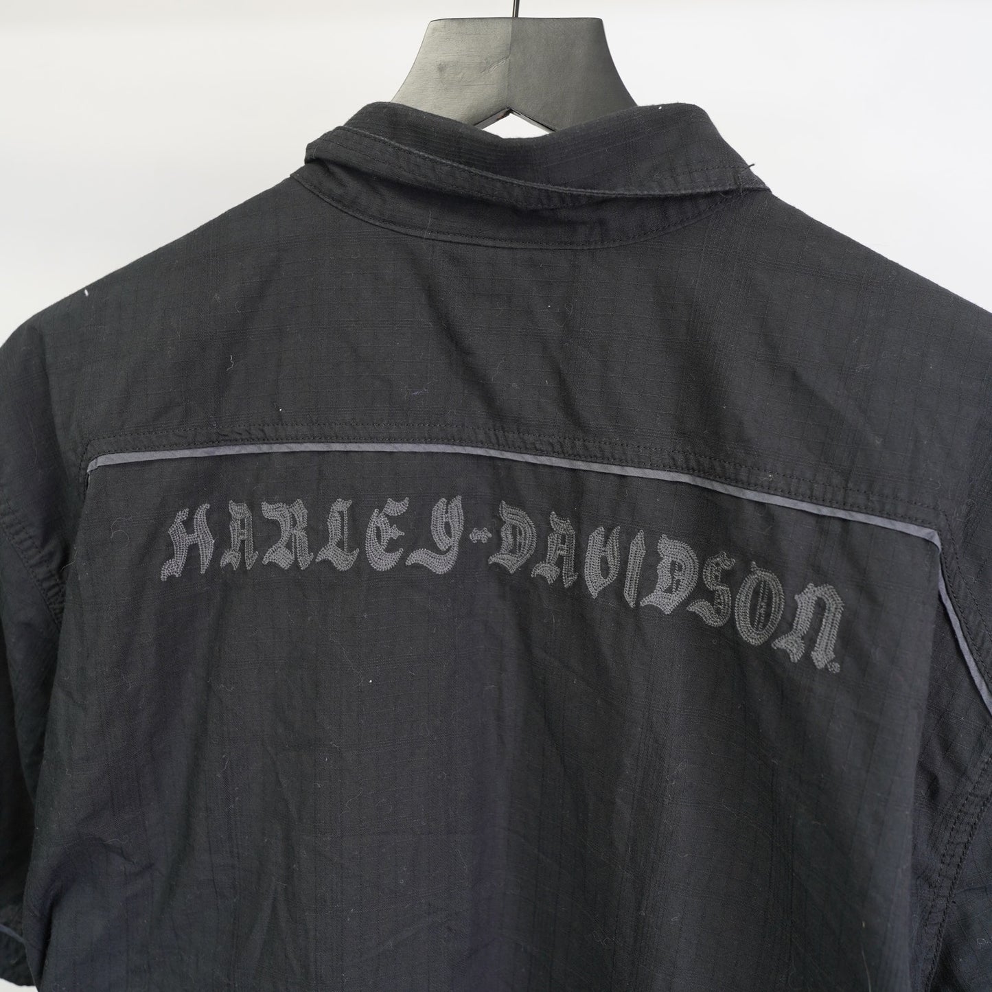 (XL) Harley Davidson Motorcycles Embroidered Button Up Shirt Men's XL Black Biker