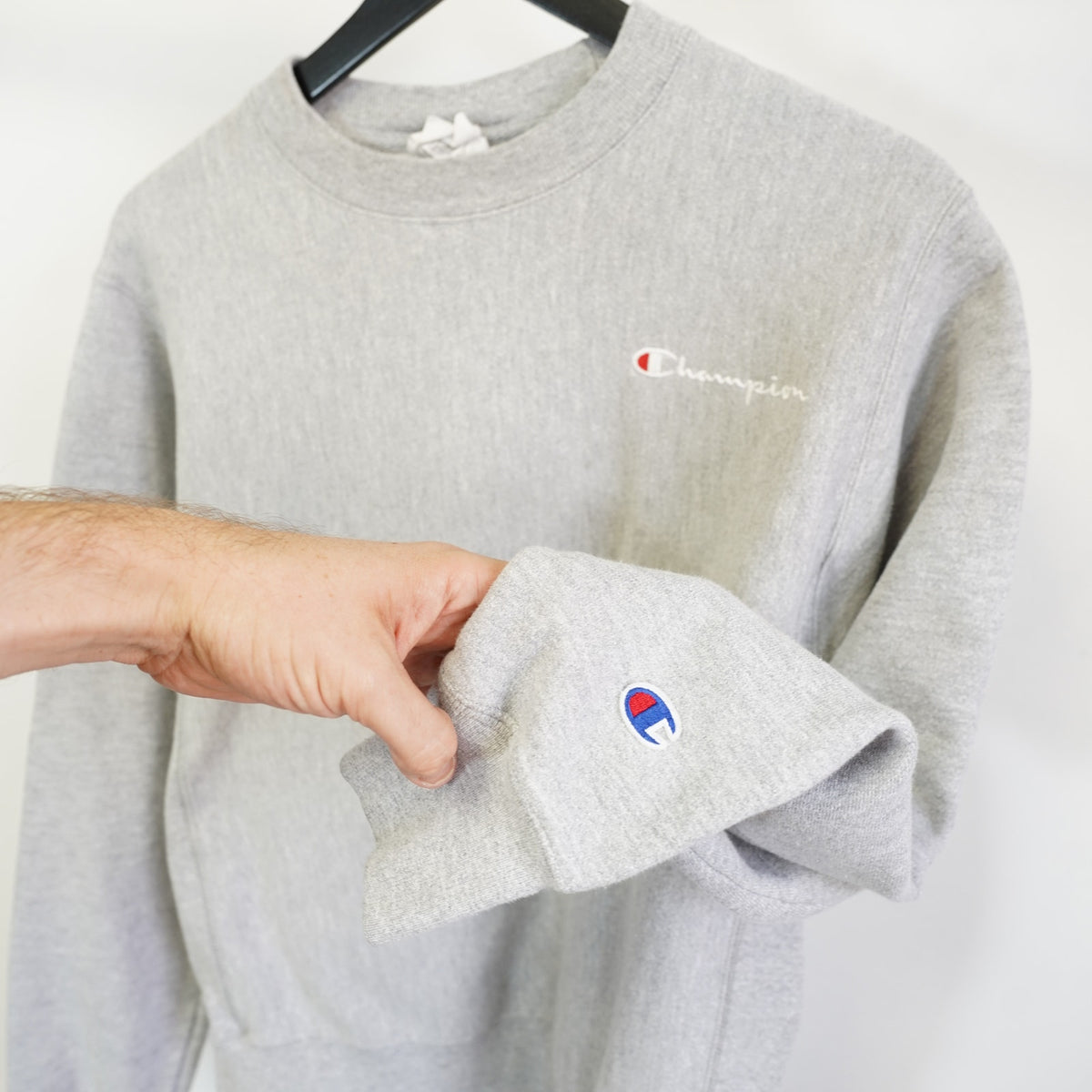 (S) Champion Reverse Weave Gray Crewneck Sweatshirt Men's S Retro Minimalist Y2K
