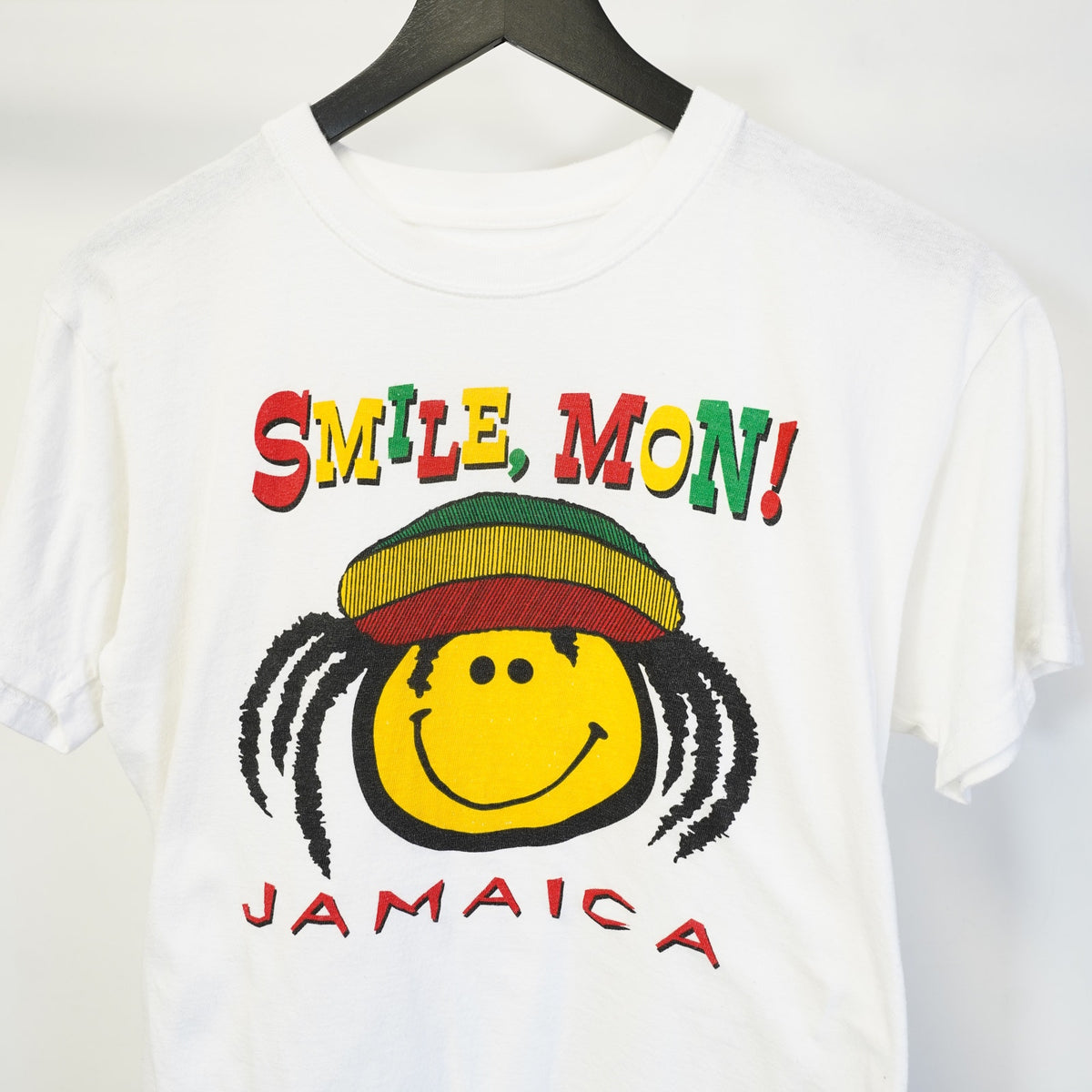 (S) Vintage Smile Mon Jamaica Bob Marley Smiley Face Tourist Tee Men's S Rasta