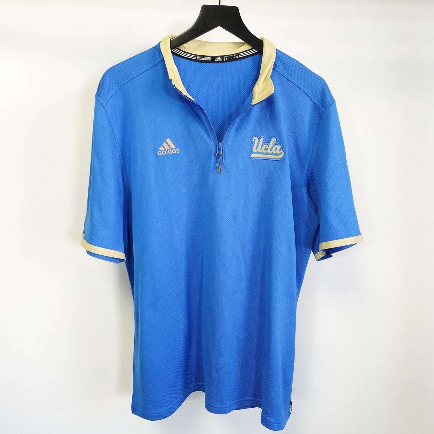 (L) Adidas UCLA Bruins Climalite Golf Polo Shirt Men's L Blue Gold Performance