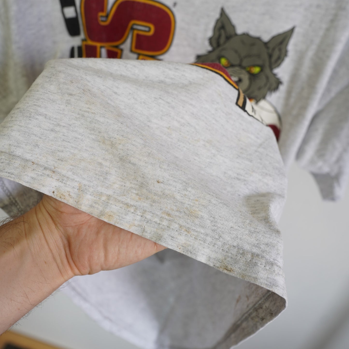 (XL) Vintage Chicago Wolves Nutmeg Mills All Over Print Hockey T-Shirt Men's XL Gray