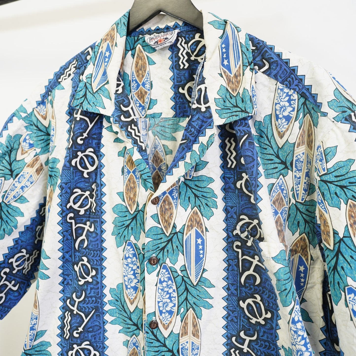 (XXL) Vintage 90s Pacific Legend Hawaiian Shirt Men's XXL Floral Tropical Surf Blue