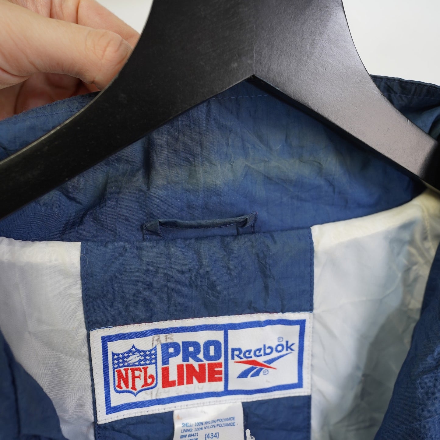 (L) Vintage Dallas Cowboys Reebok NFL Pro Line Jersey Men's L Blue Silver 90s Retro