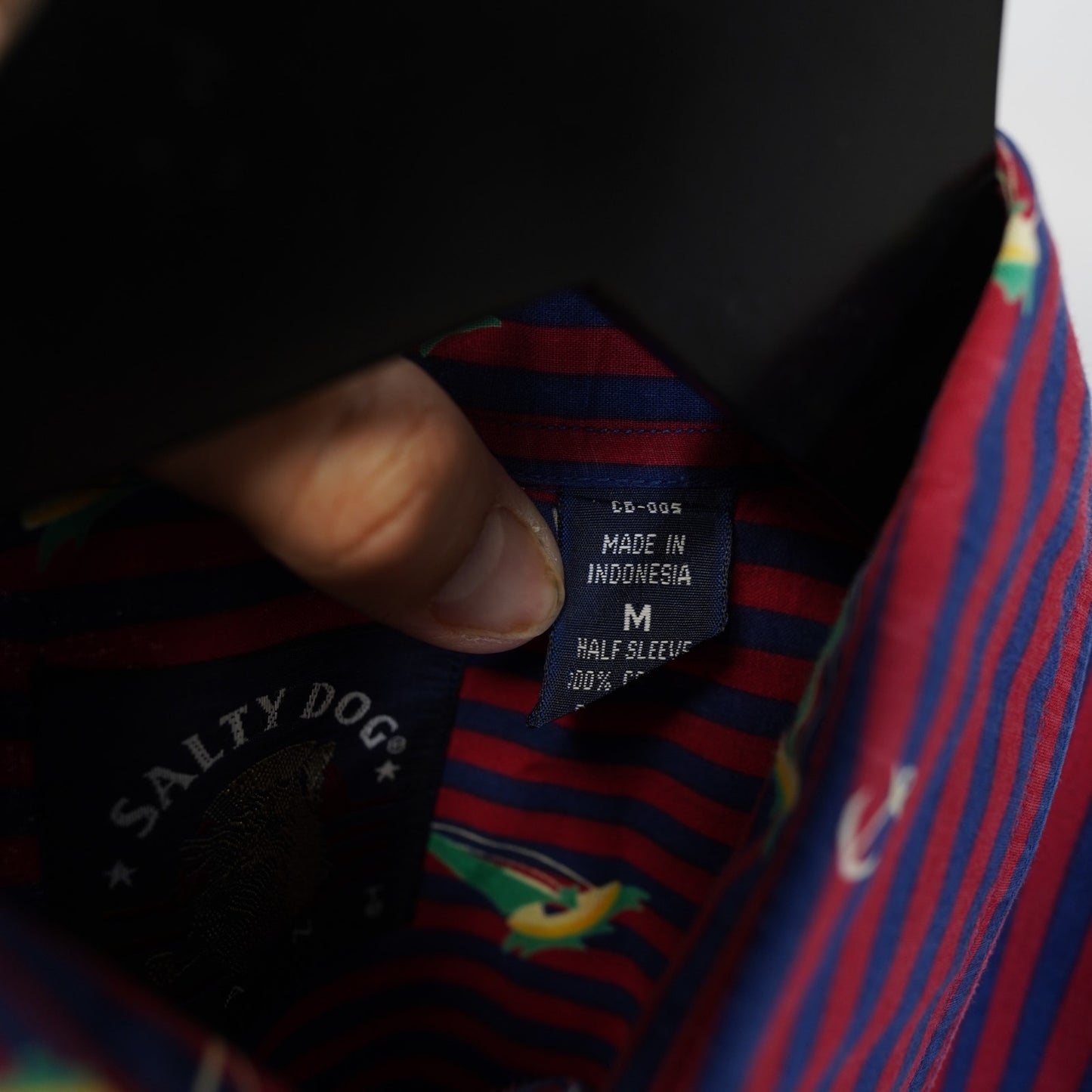 (M) Vintage Salty Dog Gant Sailing Striped 90s Button Up Men's M Red Blue Yacht Boat