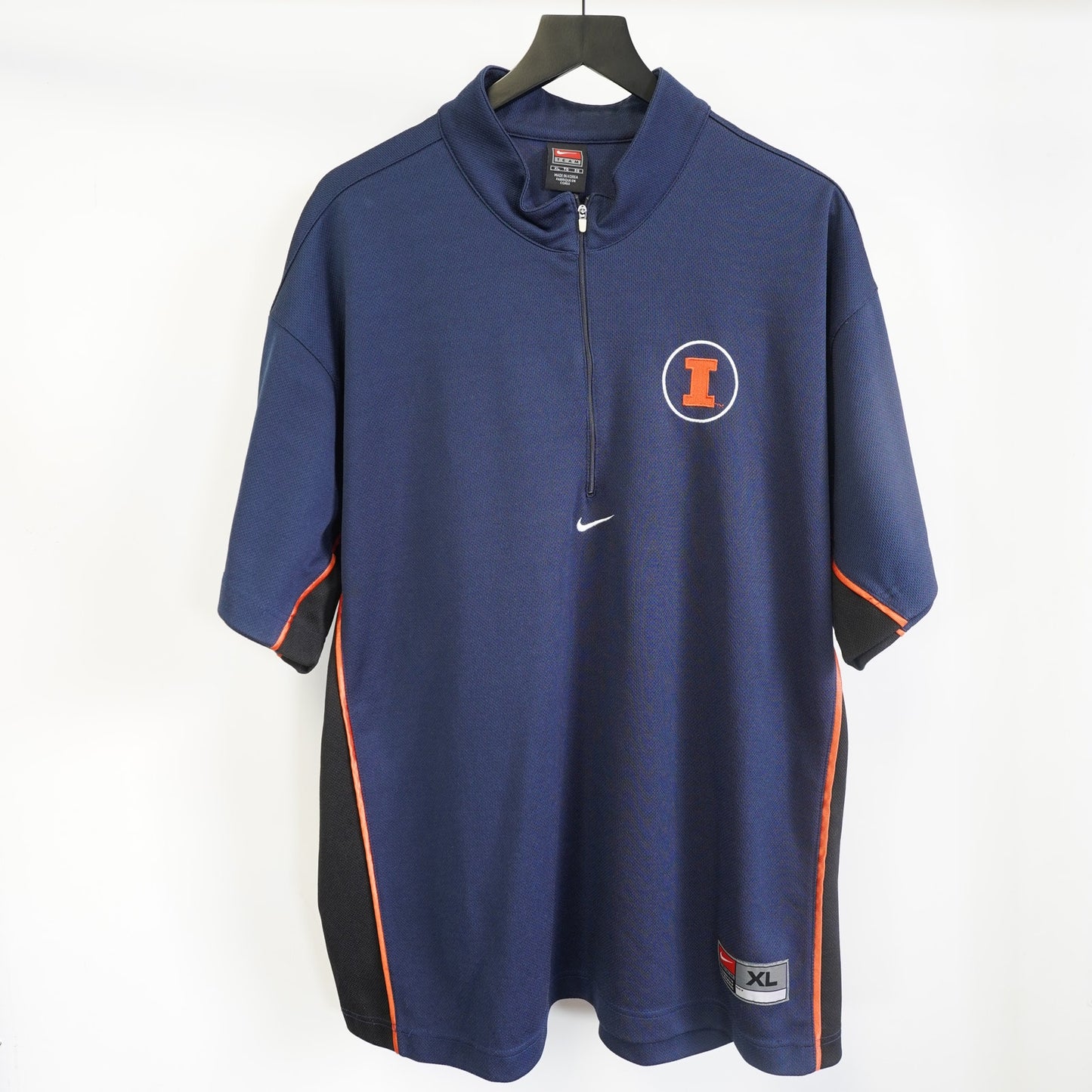 (XL) Vintage Illinois Illini Team Nike Basketball Warm Up Jersey Men's XL Navy Blue