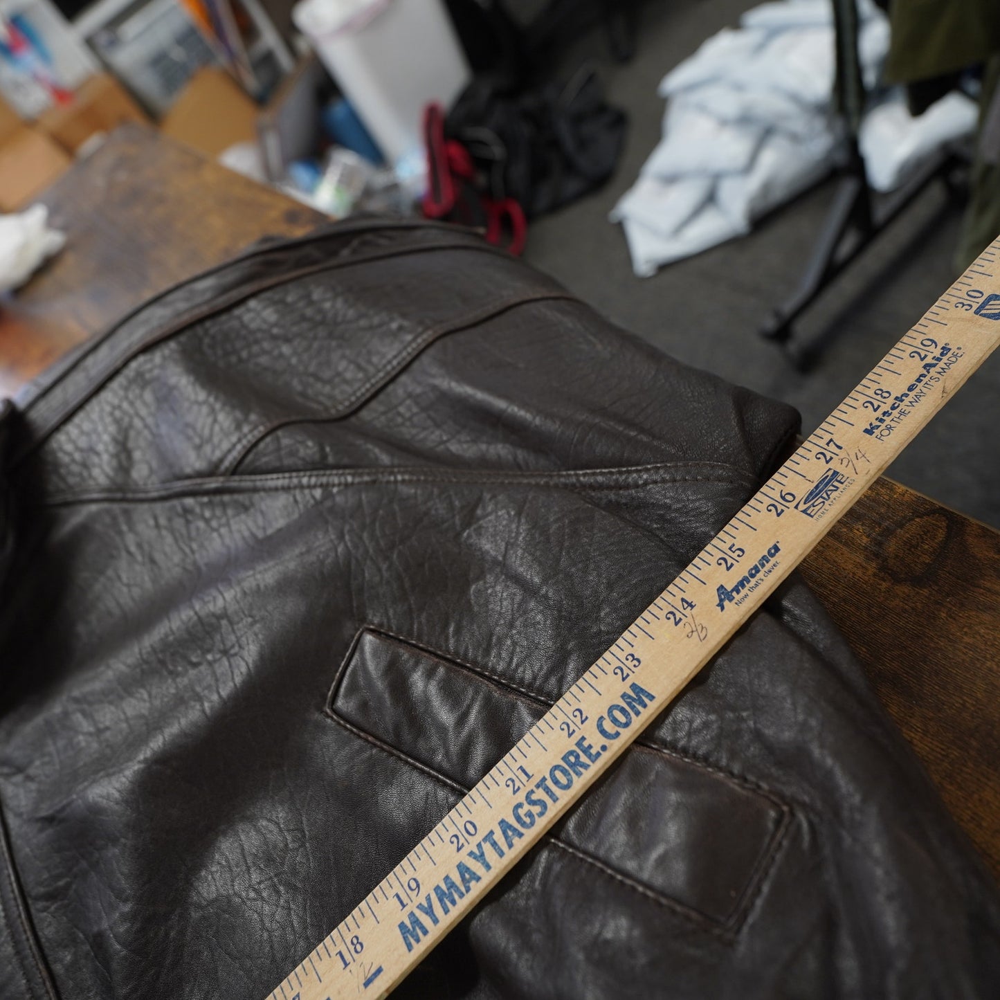(L) Vintage IOU Leather Bomber Flight Jacket Men's L Brown 90s Aviator Retro
