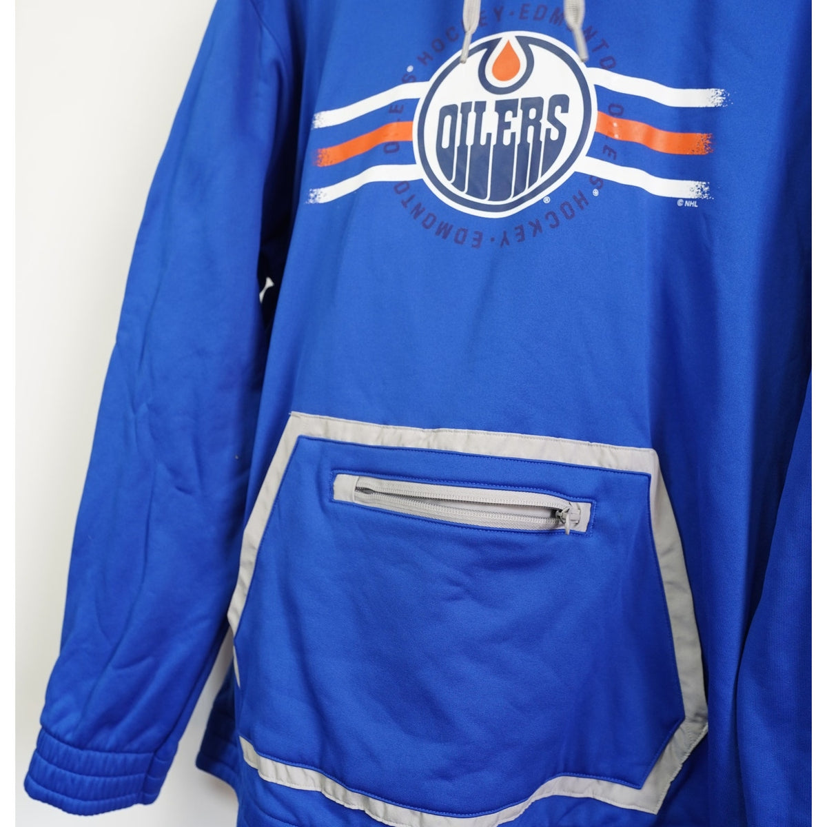 (XL) Edmonton Oilers Adidas Hockey Pullover Hoodie Retro NHL Men's XL Blue Gray