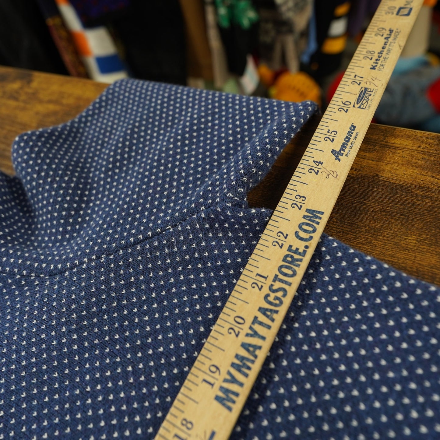 (M) Vineyard Vines 1/4 Zip Pullover Knit Sweater Mens M Blue White Preppy Pattern