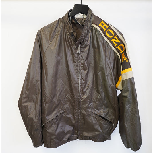 (XL) True Vintage Hondaline Honda Racing Brown Nylon Windbreaker Jacket Men's XL Moto
