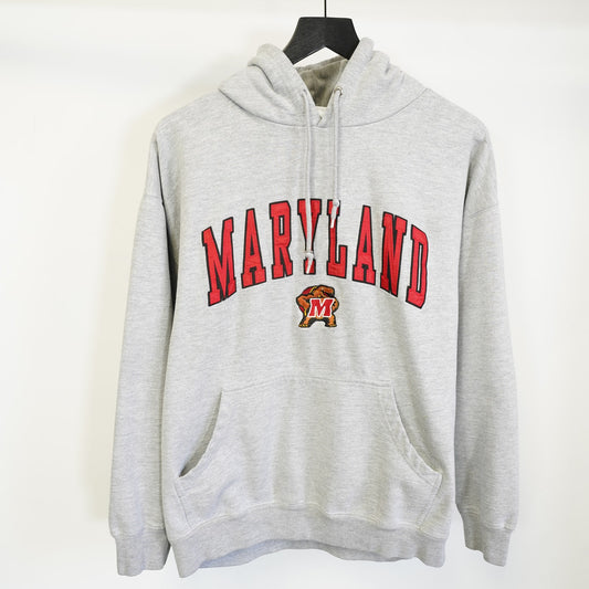 Vintage Maryland Terrapins Embroidered Hoodie Men's L Gray Sewn