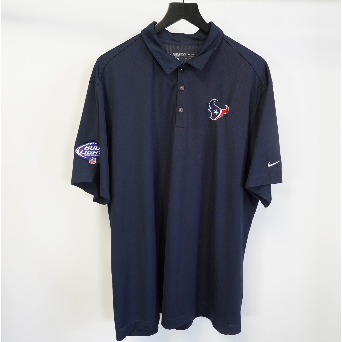 (XXL) Houston Texans Nike Golf Polo Shirt Men's XXL Navy Blue Stitched Bud Light NFL