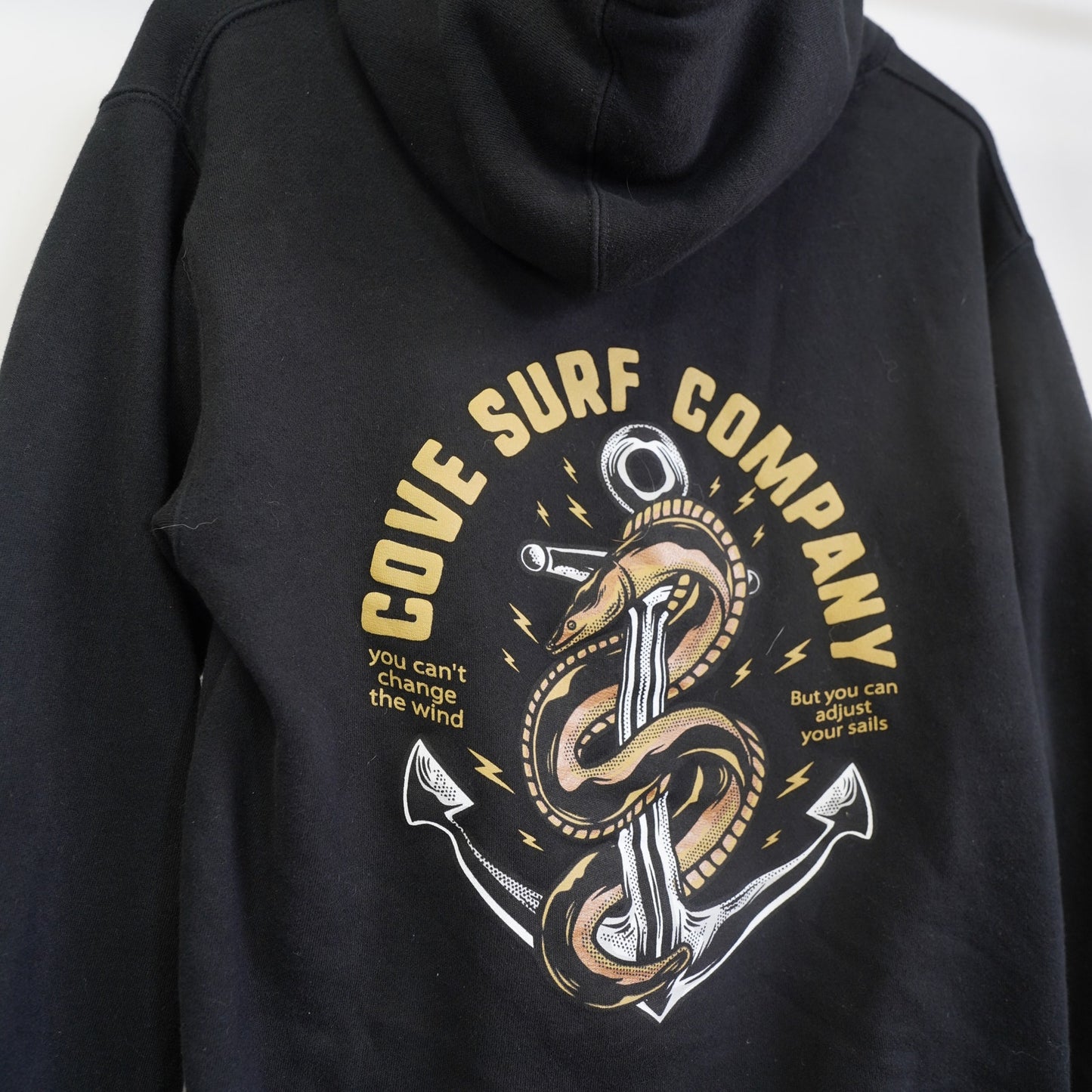 (S) Cove Surf Company Snake & Anchor Graphic Hoodie Men's S Black Gold Skate Y2K