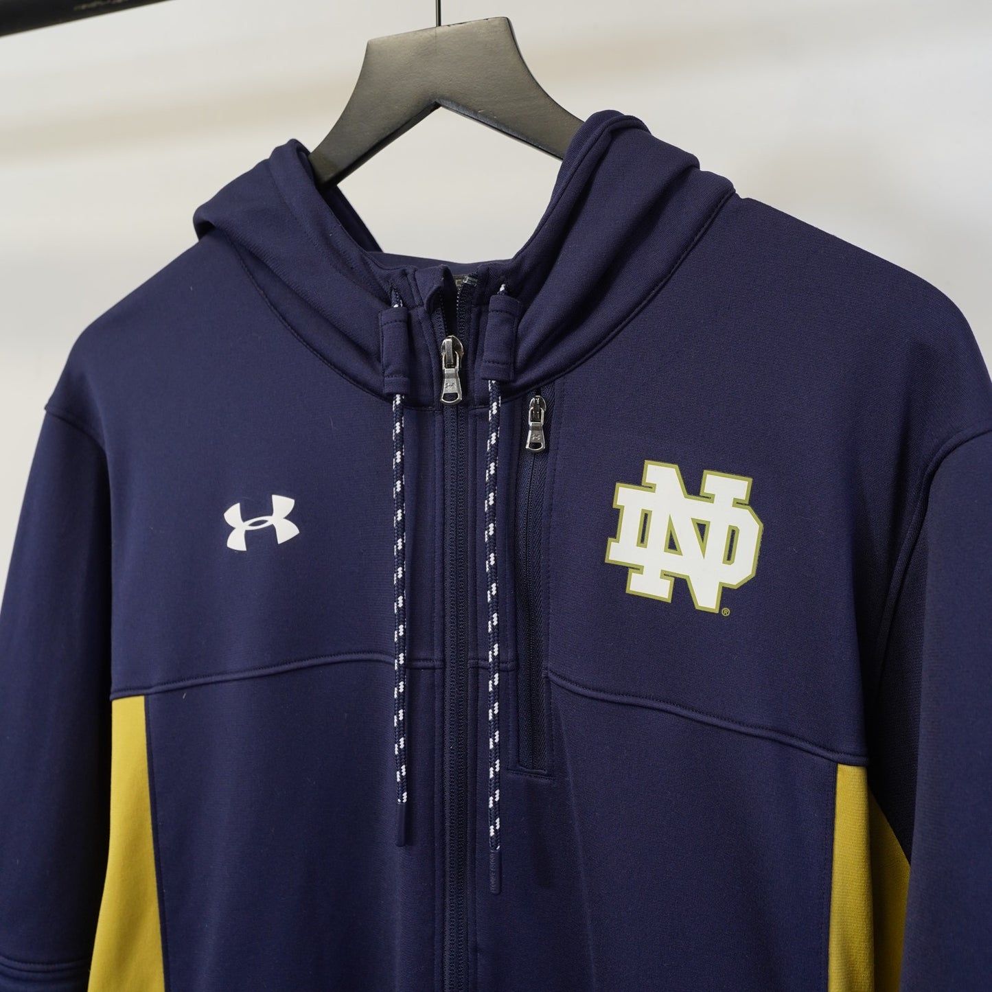 (L) Under Armour Notre Dame Fighting Irish Sideline Full Zip Hoodie Men's L Blue
