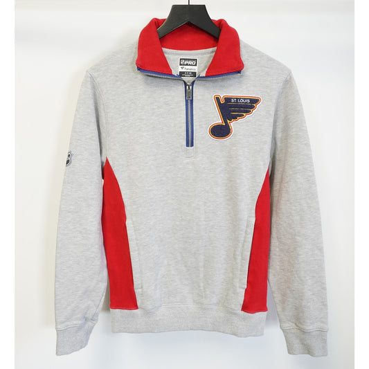 (S) St. Louis Blue Fanatics Hockey Embroidered 1/4 Zip Pullover Jacket Men's S Gray