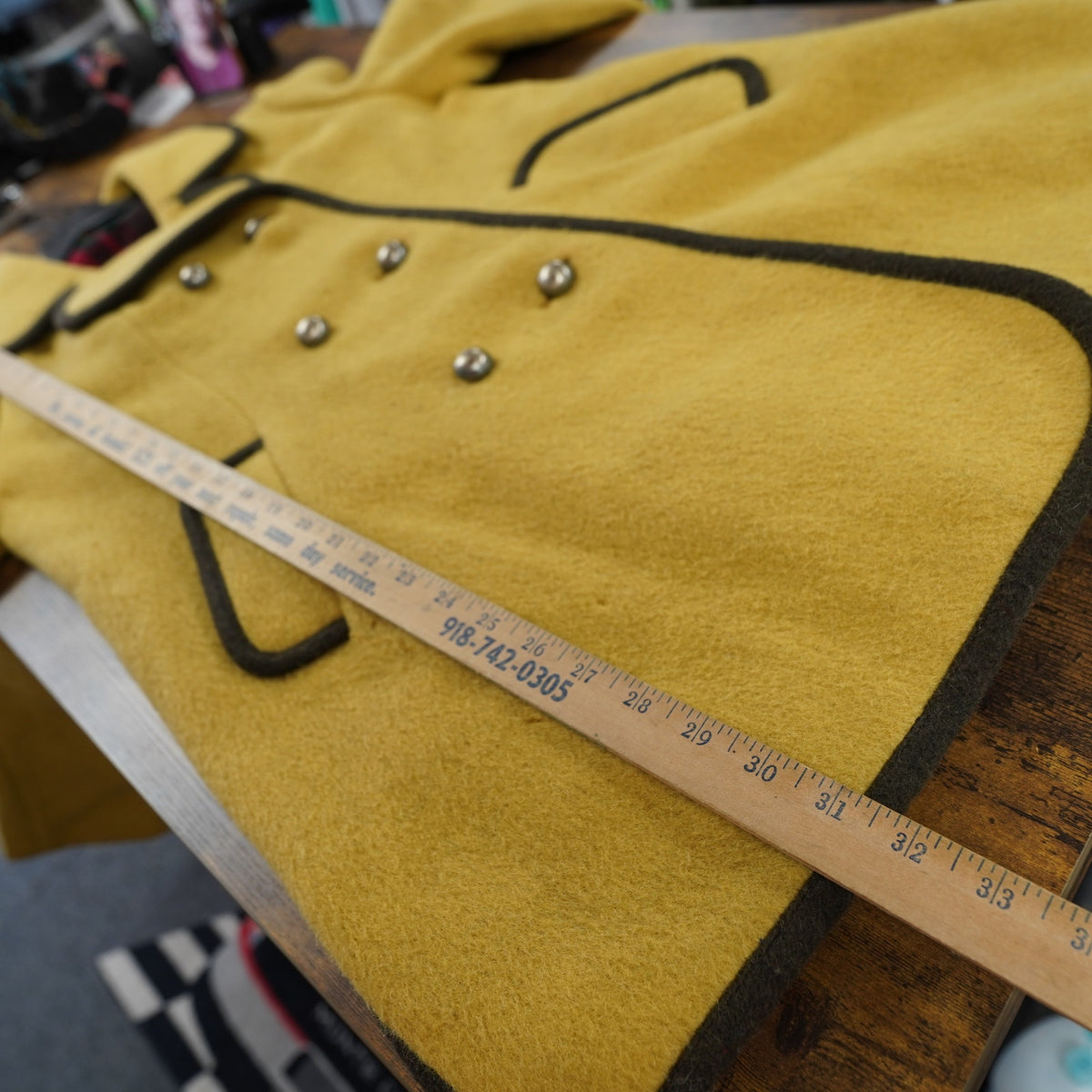 (Women's M) True Vintage Coatique International Yellow Wool Plaid Lined Coat Women's M