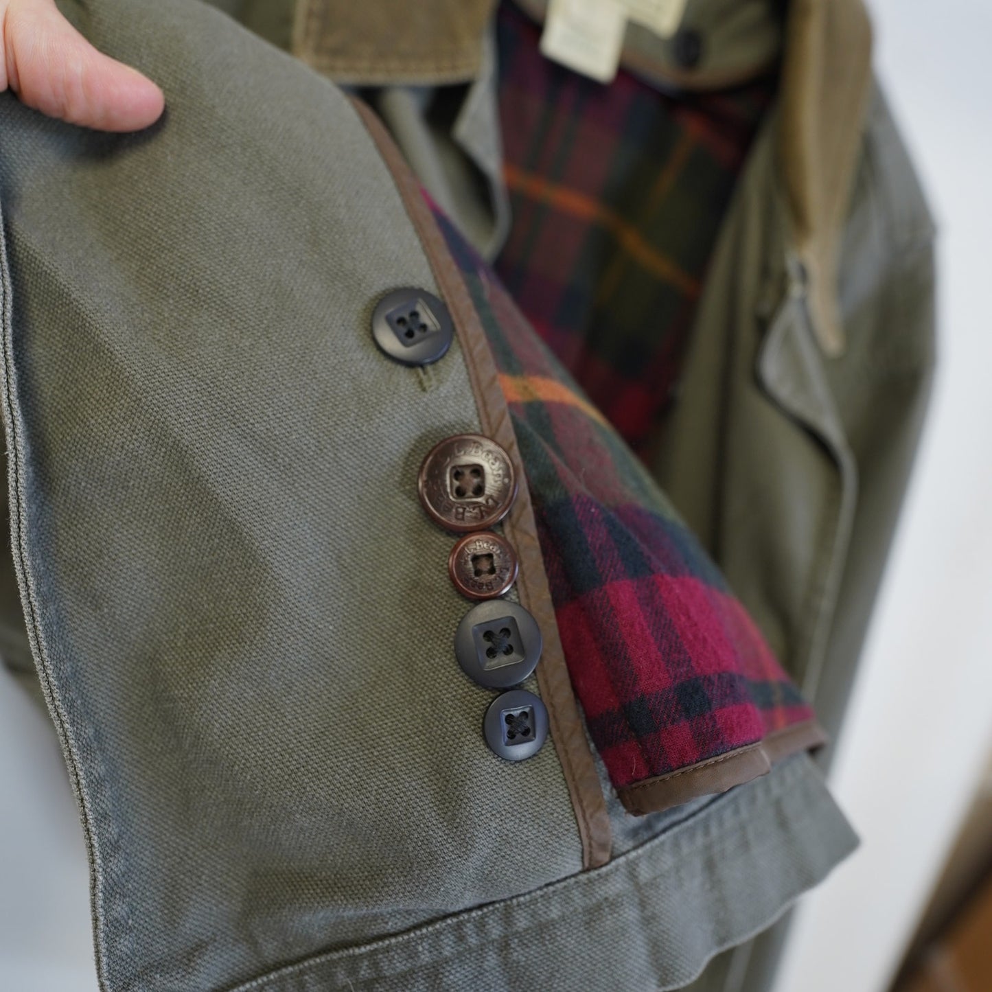 (L) Vintage L.L. Bean Field Coat Blanket Lined Men's L Olive Green Corduroy Jacket