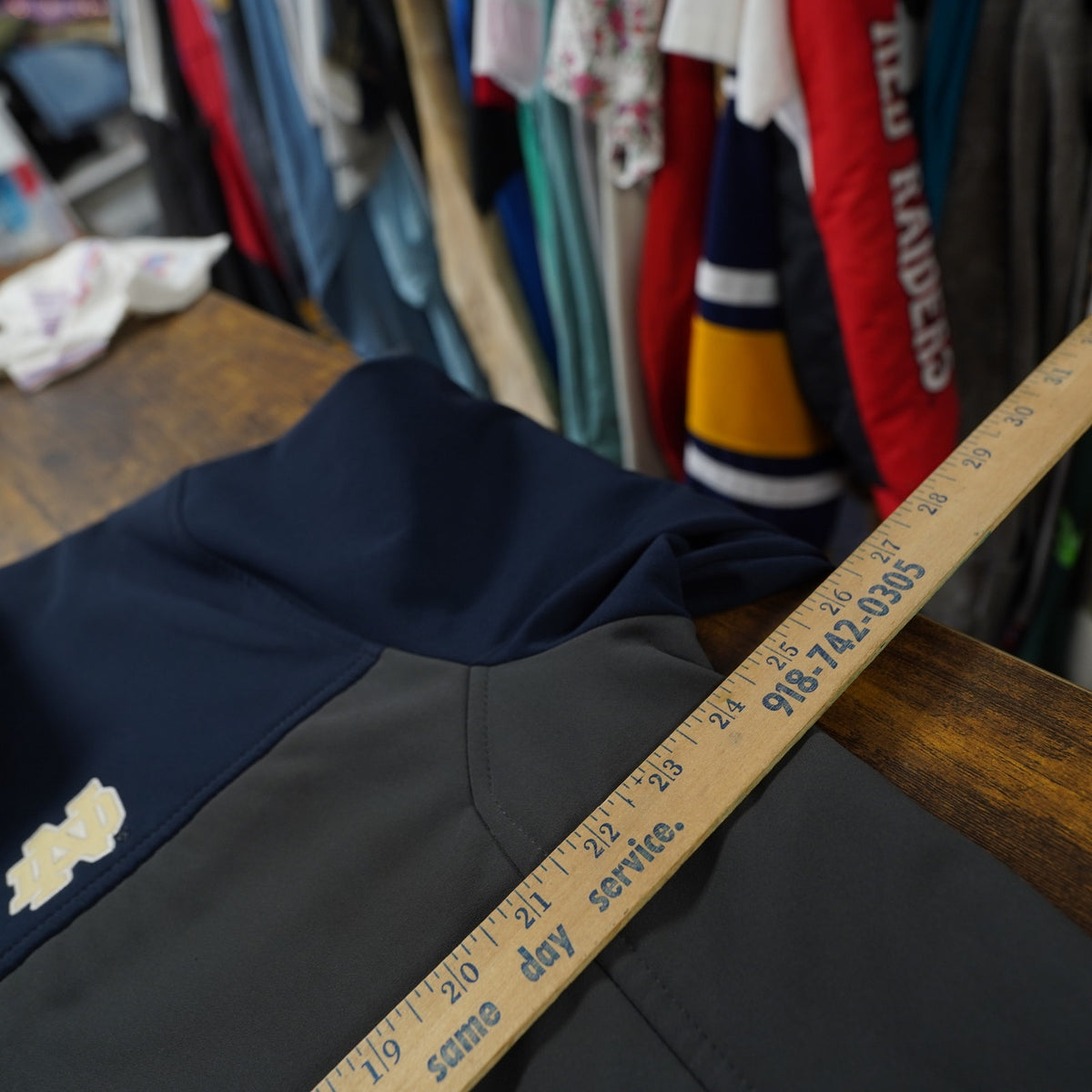 (L) Vintage Note Dame Fighting Irish Colosseum Full Zip Jacket Men's L Blue Gray