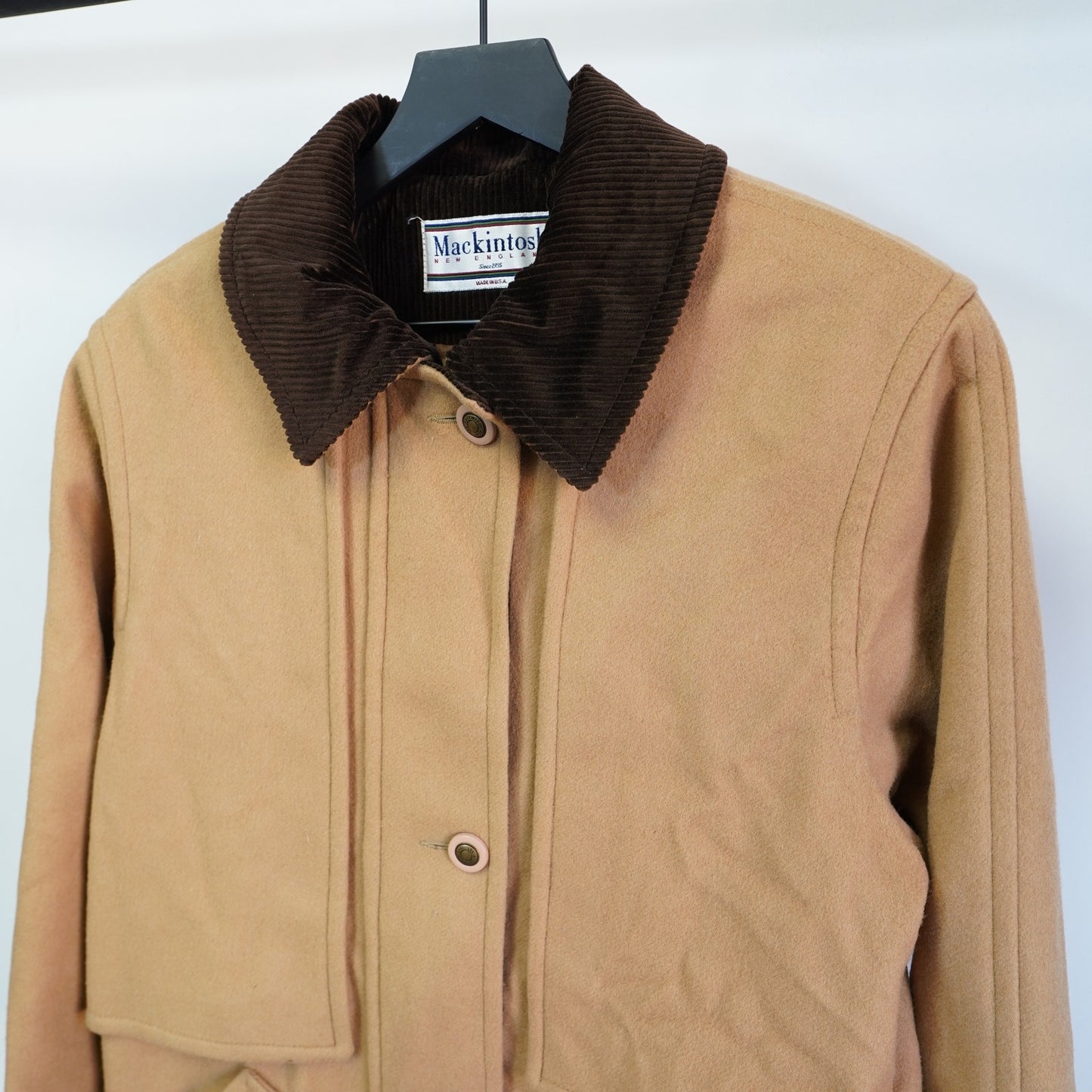 (Women's M) Vintage Mackintosh New England Wool Overcoat Jacket Women's 10 M Tan Plaid Lined