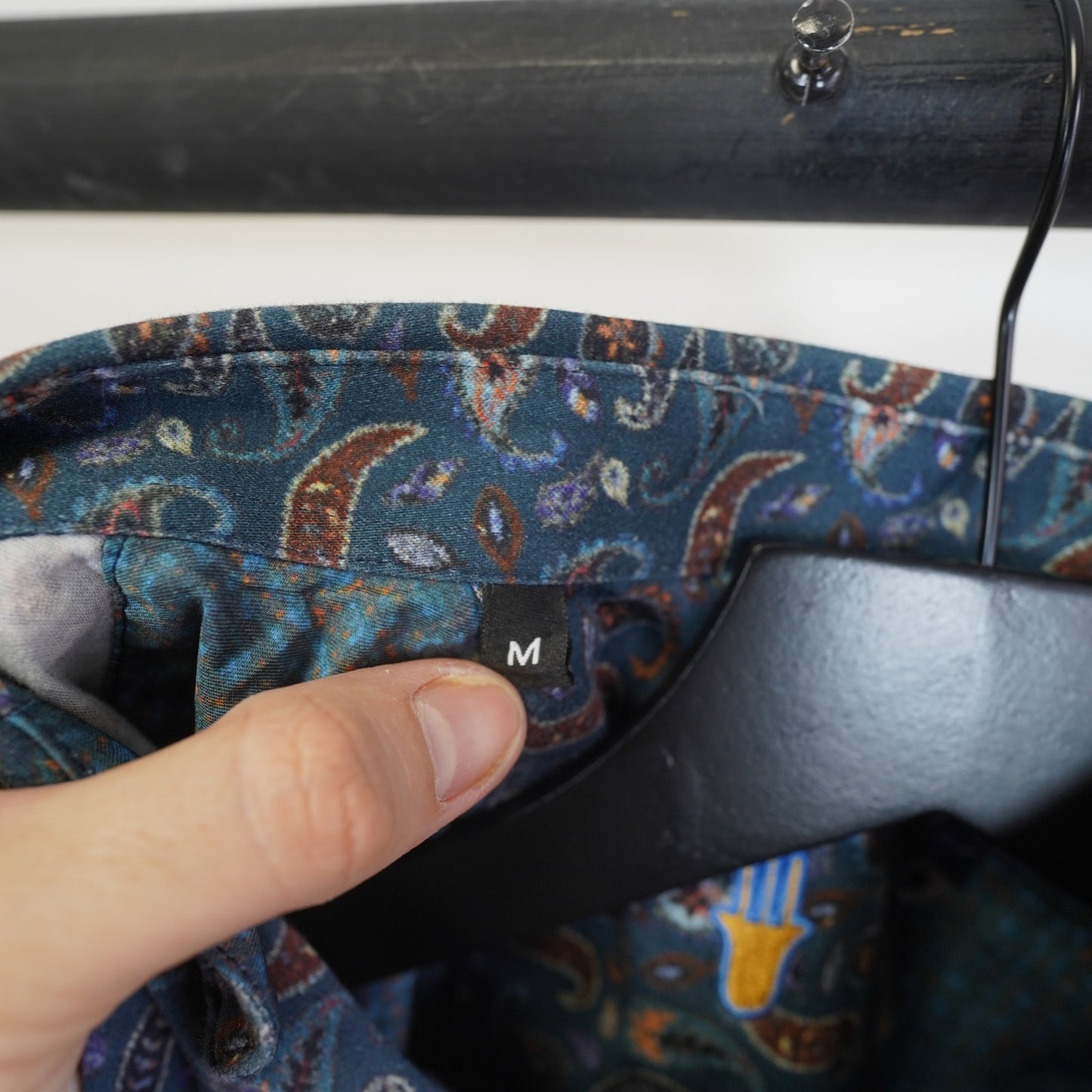 (M) Visconti Black Long Sleeve Button Up Paisley Shirt Men's M Blue Western Preppy