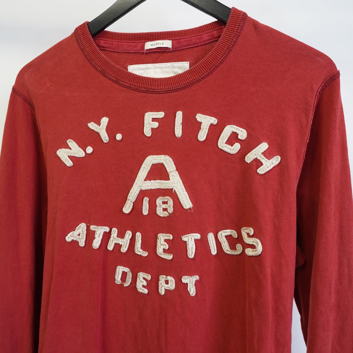 (M) Vintage Abercrombie & Fitch Y2K Muscle Longsleeve t-Shirt Men's L Sewn Red 2000s