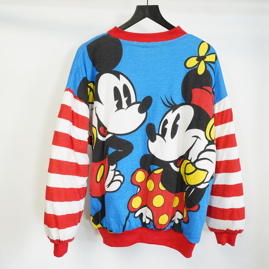 (L) Vintage Mickey & Co Minnie Mouse Disney Reversible Jacket Men's L AOP 90s Blue