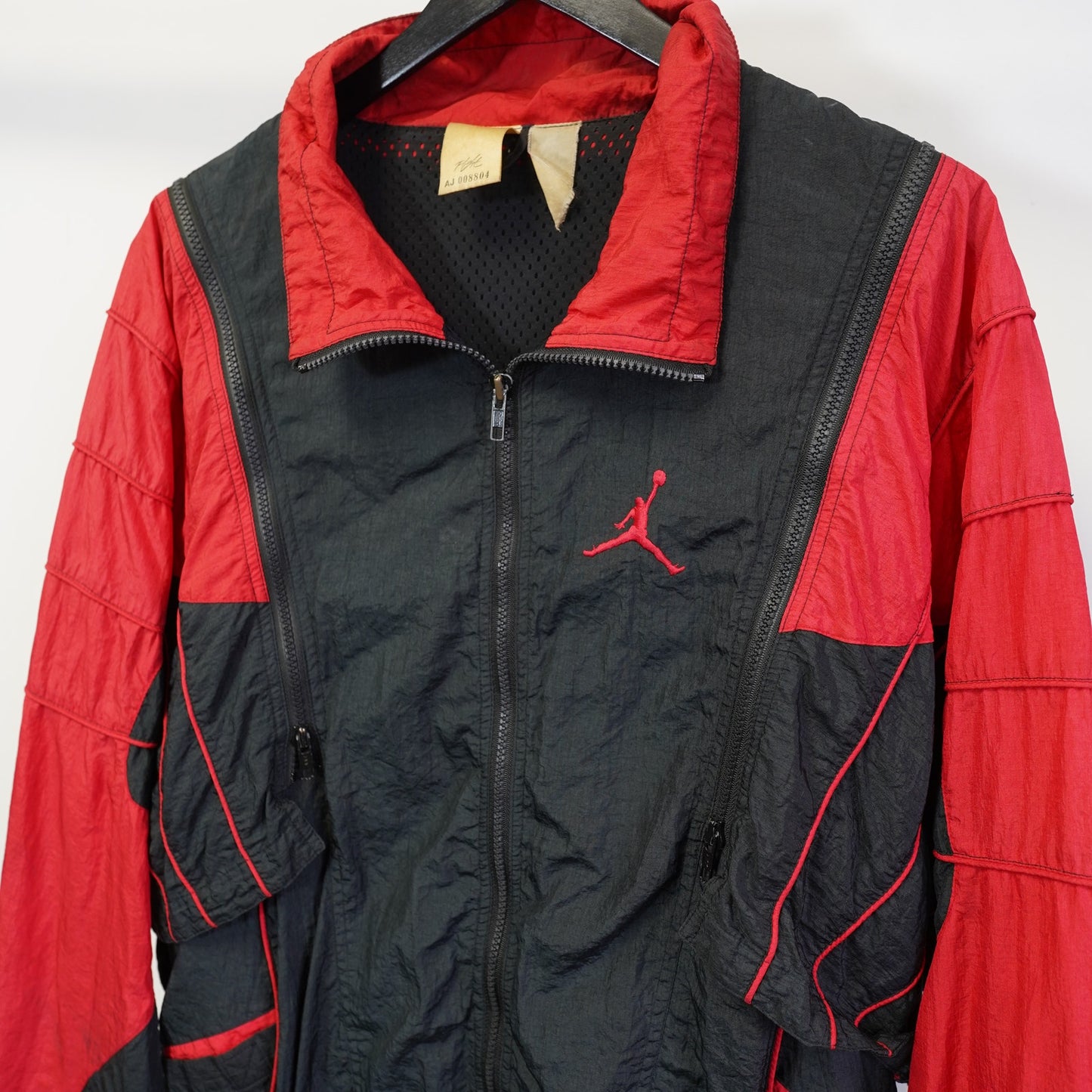 (M/L) Vintage Nike Air Jordan Flight 1989/90 Convertible Jacket Men's Large Black Red