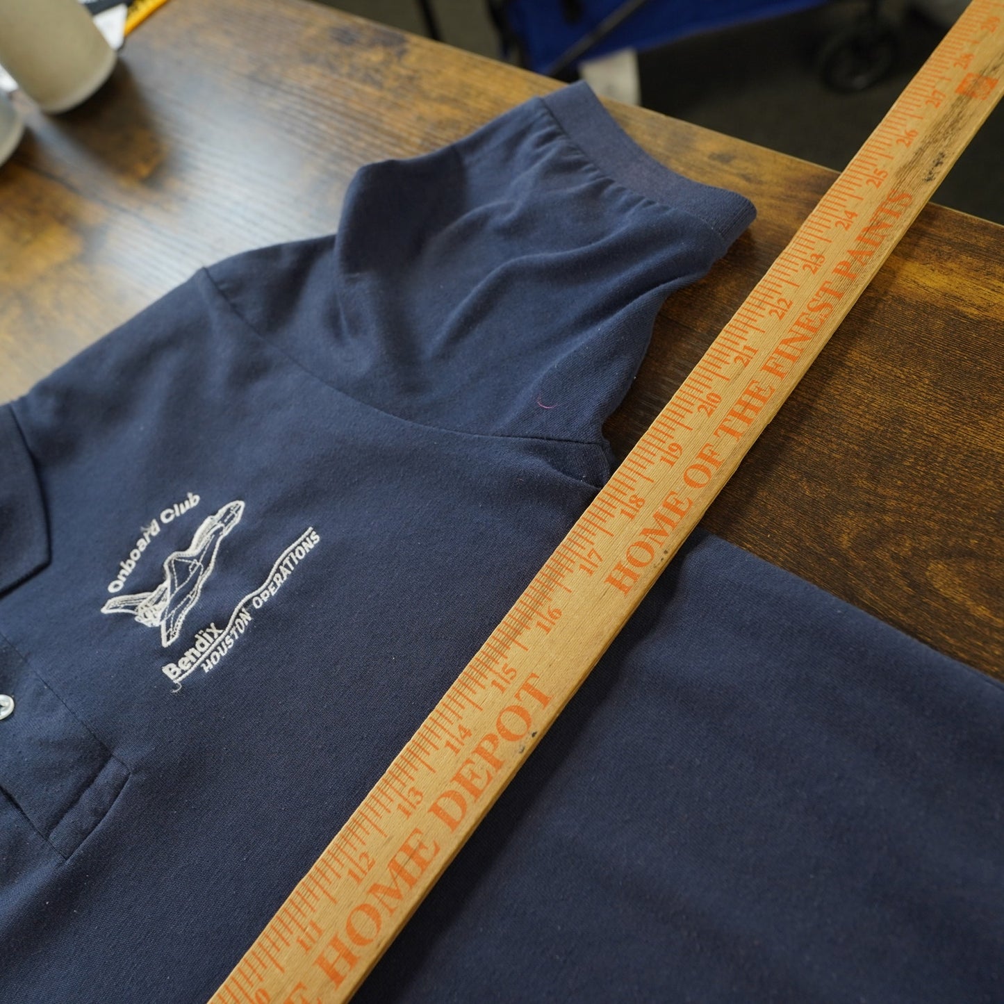 (S) Vintage 1980s Nasa Onboard Club Space Shuttle Embroidered Polo Shirt Men's S Blue