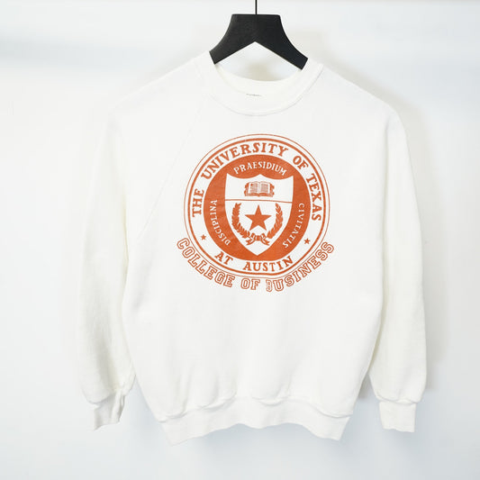 (S) Vintage University of Texas Longhorns School of Business Men's S White Burnt