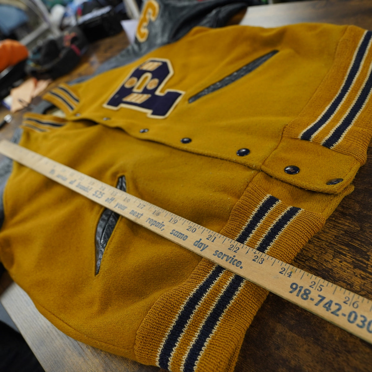 (S) True Vintage 60s Reeder & McGaughey Letterman Varsity Jacket Men's S 38 Yellow