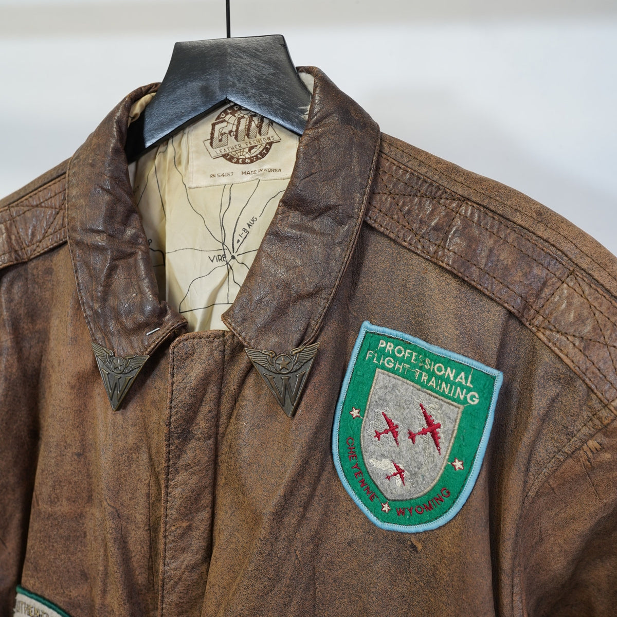 (XL) Vintage G-III Leather Aviator Bomber Pilot Flight Jacket Men's XL Brown Patches