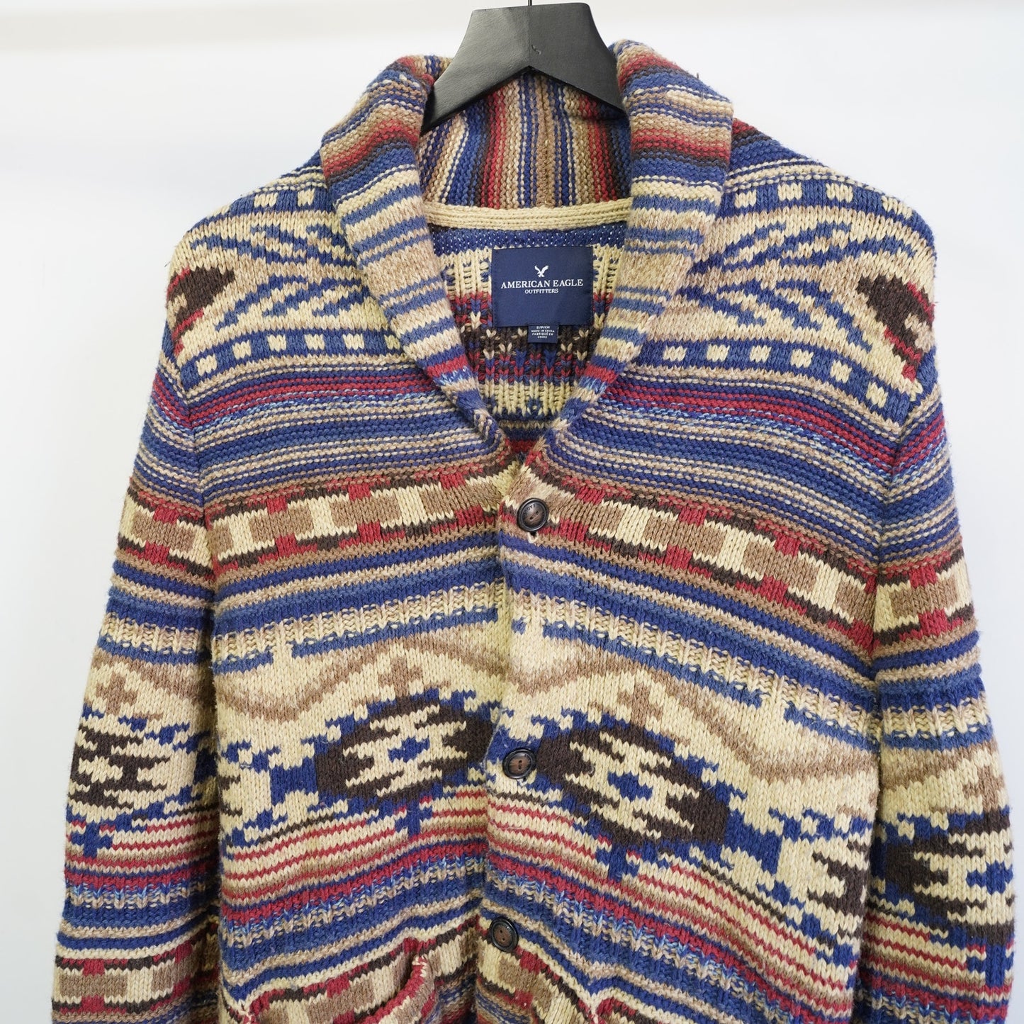 (S) American Eagle Southwestern Aztec Knit Cardigan Sweater Men's S Cowboy