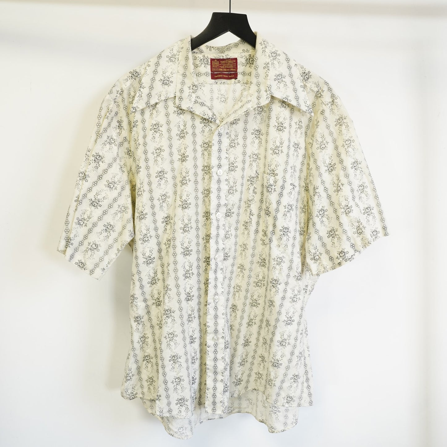 (XL) Vintage 70s Sears King's Road Polyester Men's XL Striped Disco Button Up Shirt