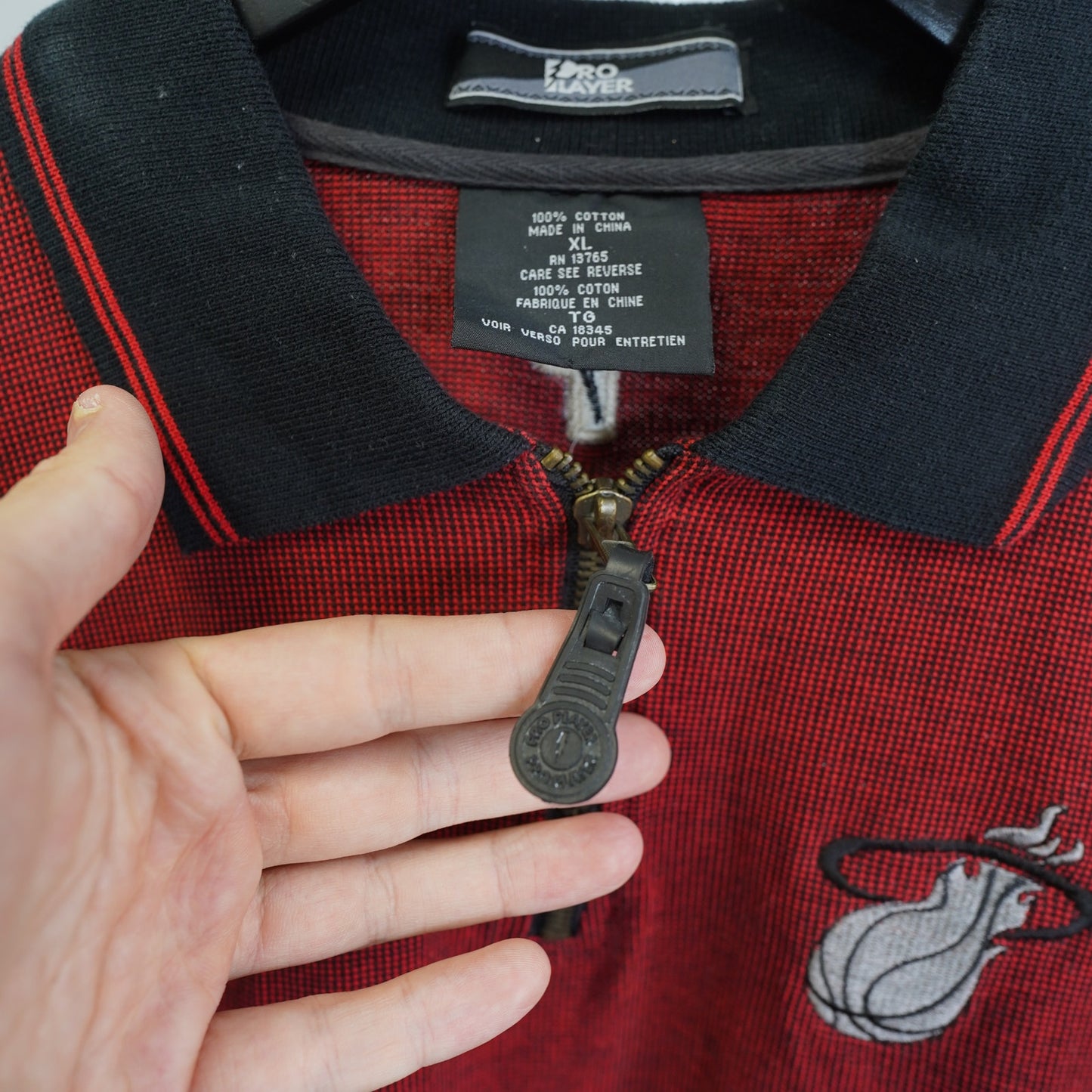 (XL) Vintage Miami Heat Pro Player Polo Shirt Men's XL Red NBA Retro 90s