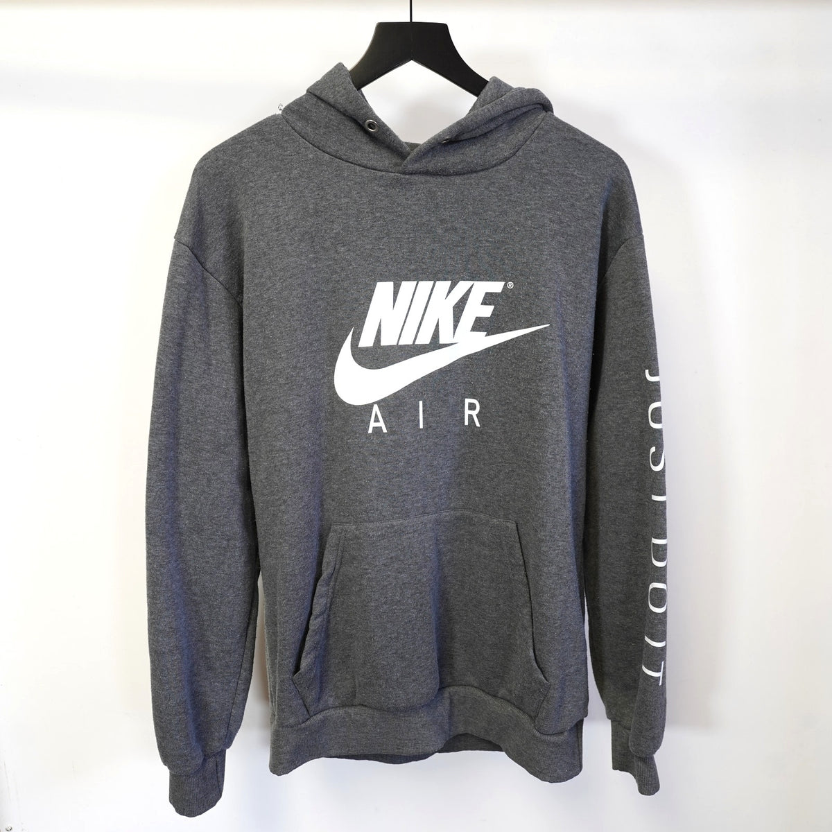 (L) Nike Air Retro Pullover Hoodie Men's L Gray White Just Do It Y2K 2000s Sports