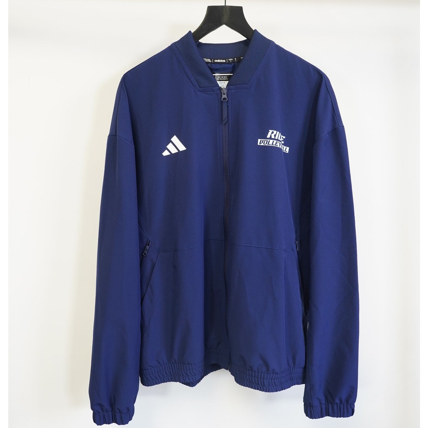 (L) Adidas Rice University Owls Volleyball Windbreaker Bomber Jacket Men's L Blue