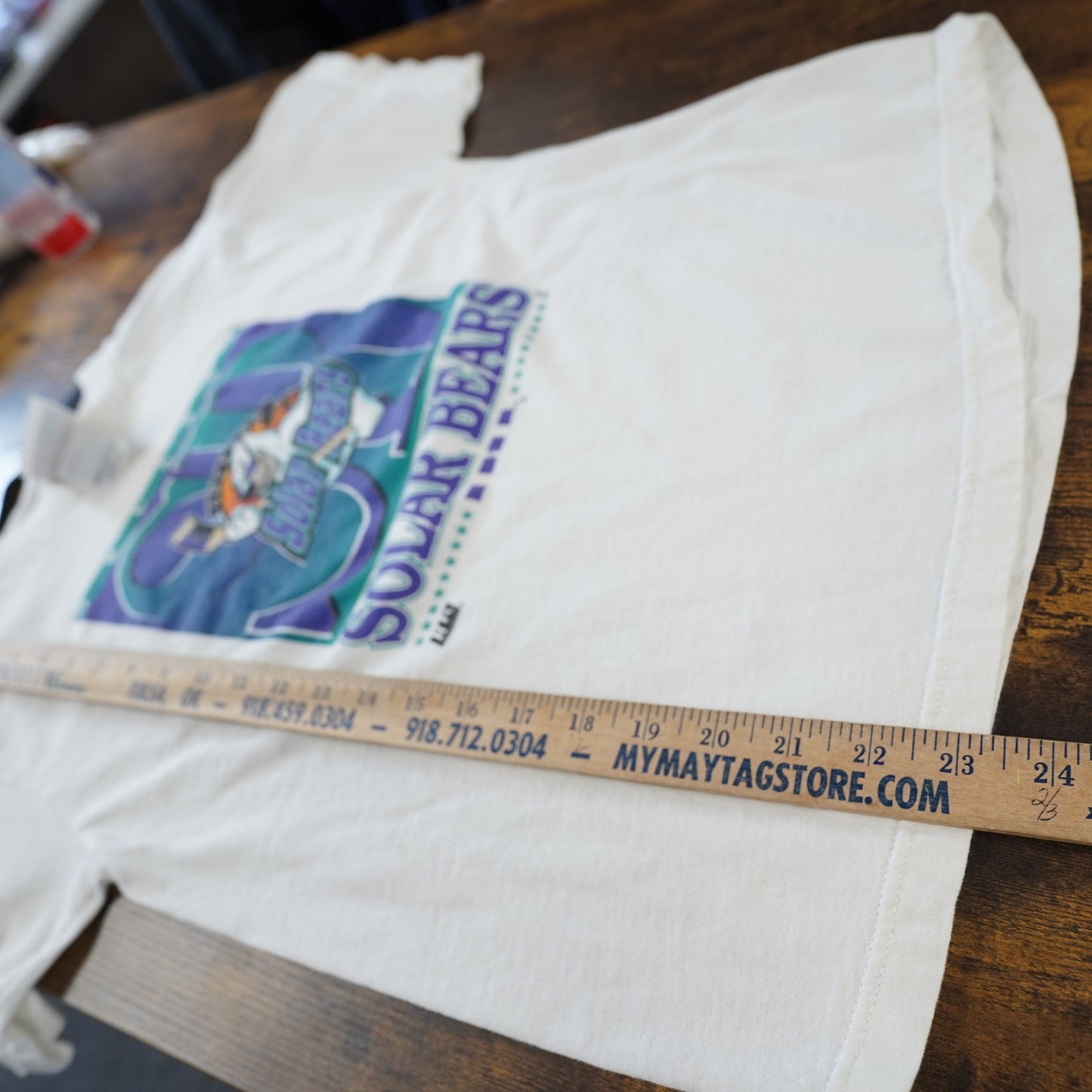 (Youth XL) Vintage Orlando Solar Bears Hockey T-Shirt Youth XL 18-20 White Logo Athletic