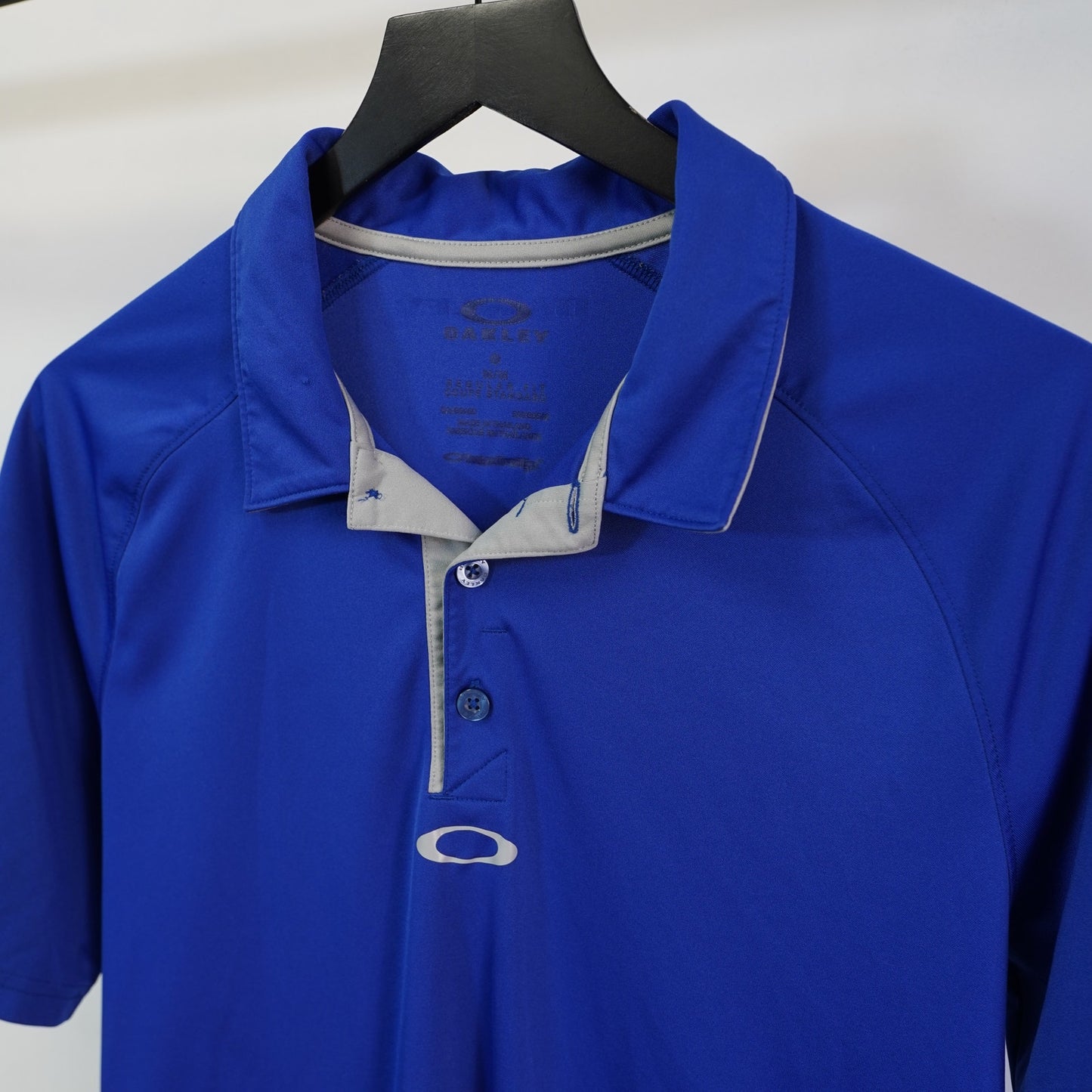 (M) Oakley Hydrolix Elemental Golf Polo Shirt Men's M Electric Blue Y2K 2000s Preppy