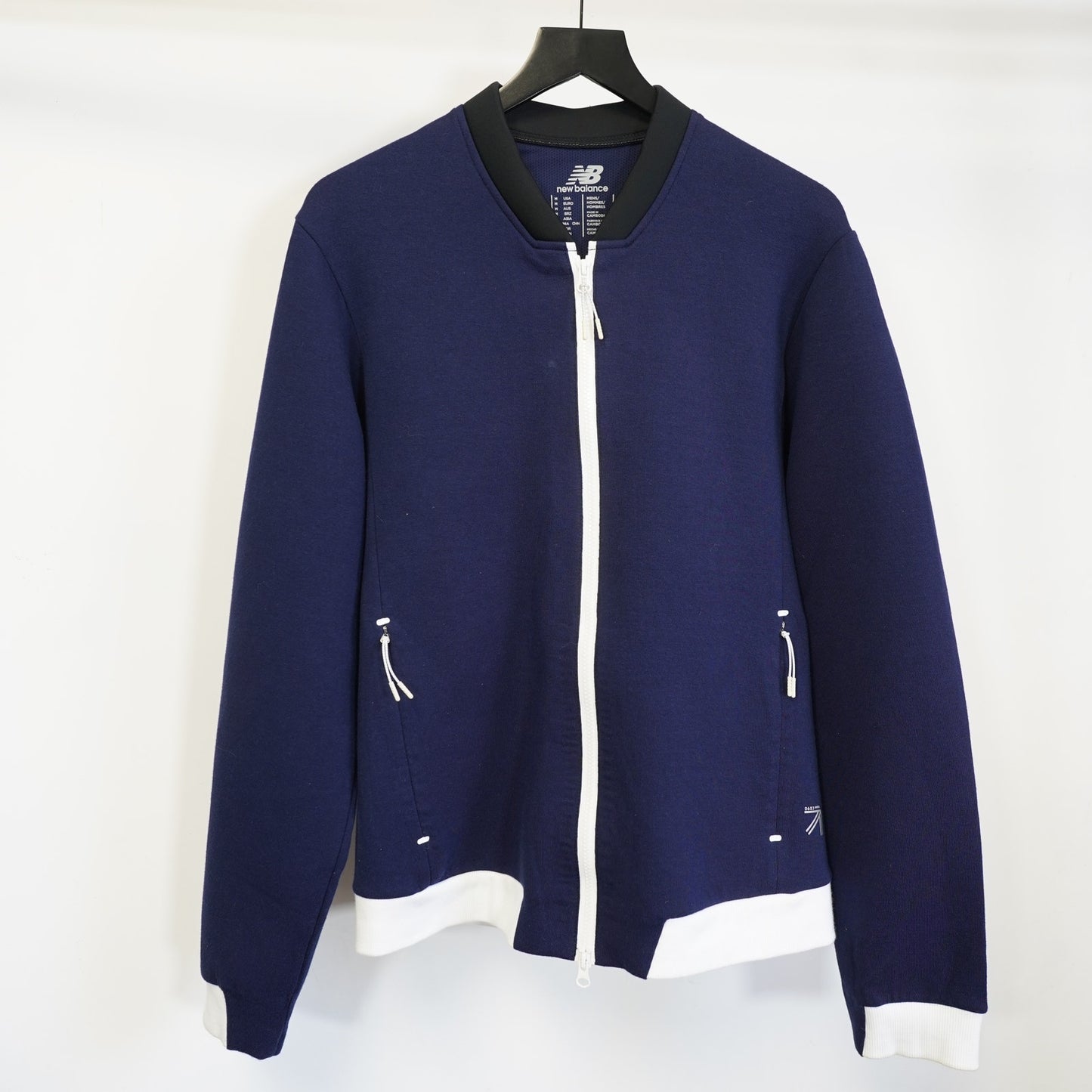 (M) New Balance for J.Crew Fleece Active Bomber Jacket Men's M Blue White Preppy