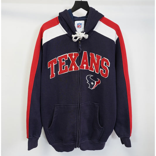 (XL) Houston Texans Embroidered Full Zip Hoodie Men's XL Blue NFL Football Sewn 2000s