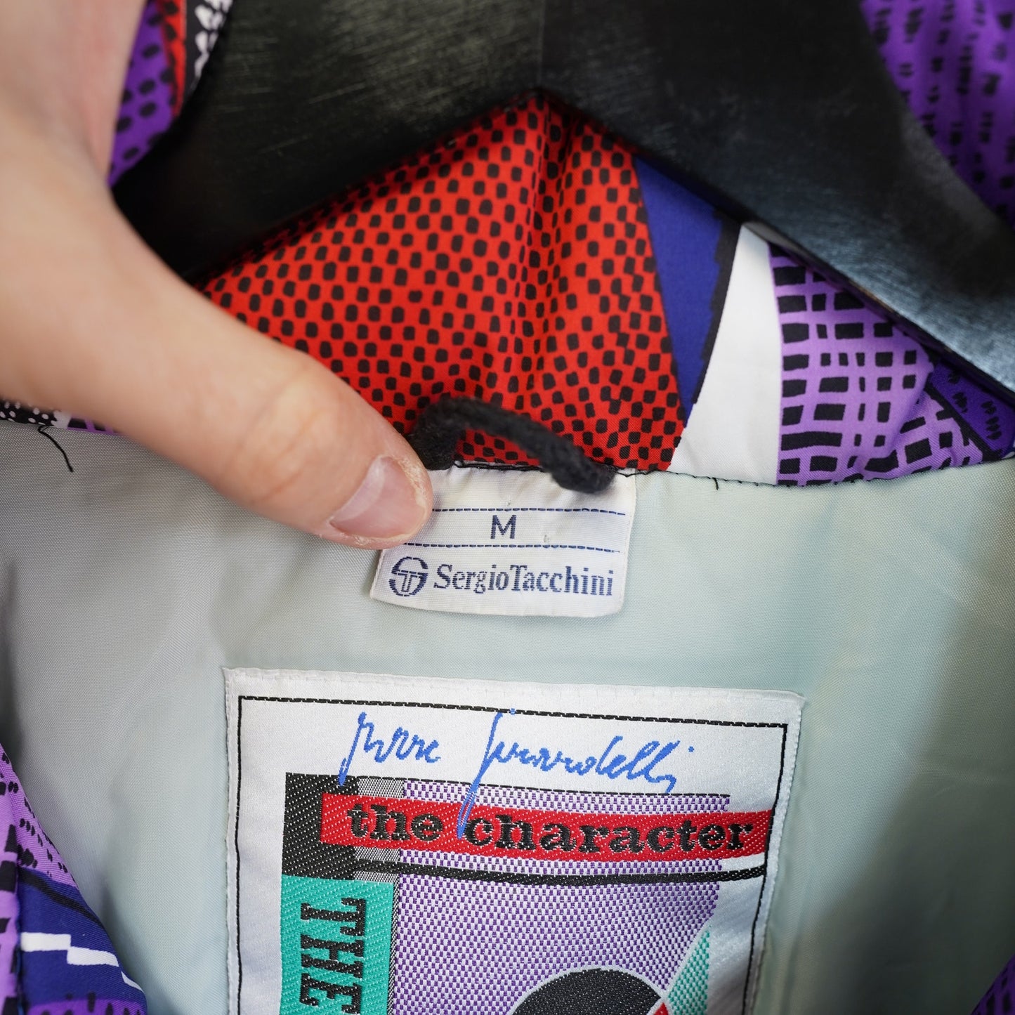 (M) Vintage Sergio Tacchini 90s Mens M Italy Crazy Print White Label Ski Jacket AOP